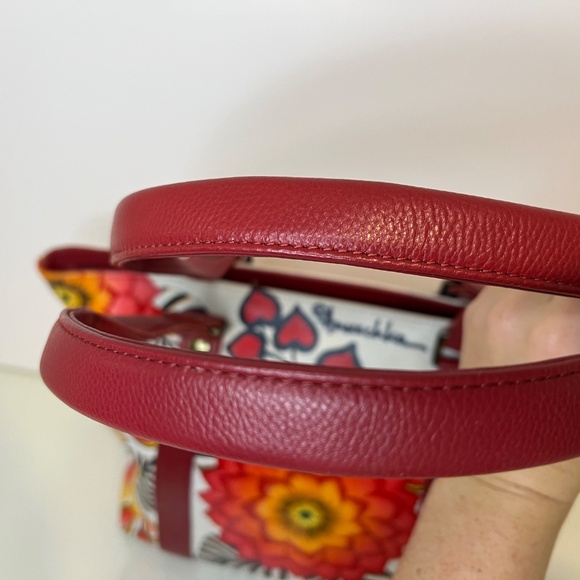 ANUSCHKA Purse Hand Painted Floral Flowers Leather Large Colourful Handbag - Picture 7 of 16